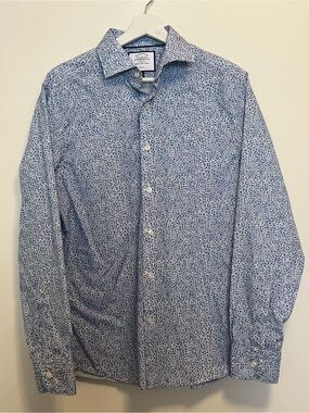 Charles Tyrwhitt Men's Small Blue Floral Print Dress Shirt